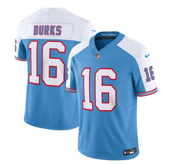 Men & Women & Youth Tennessee Titans #16 Treylon Burks Blue White 2023 F.U.S.E. Vapor Limited Throwback Jersey,We sell and wholesale Men & Women & Youth Tennessee Titans #16 Treylon Burks Blue White 2023 F.U.S.E. Vapor Limited Throwback Jersey on line form chian!